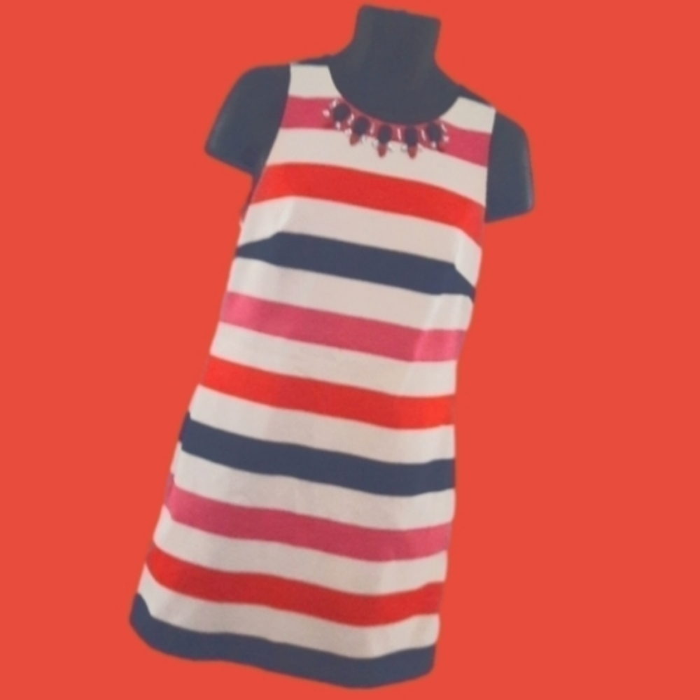 VINCE CAMUTO Striped Dress w/ Jeweled Neckline, 8 - Picture 5 of 8